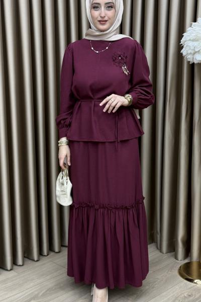 Manolya Etek Takım Bordo