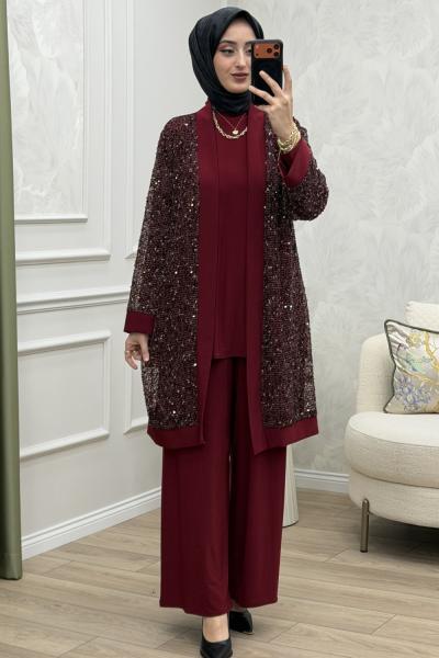 Safir 3 Lü Takım Bordo