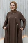 3 Düğme Elbise Sütlü Kahve