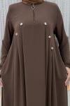 3 Düğme Elbise Sütlü Kahve