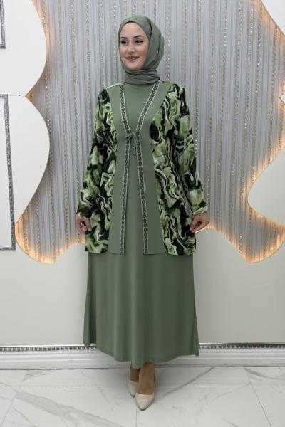 Asude Elbiseli Hırka  Mint Yeşili