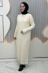 Aura Triko Elbise Krem