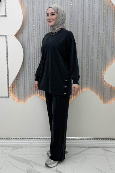 Bade Pantolonlu Takım Siyah