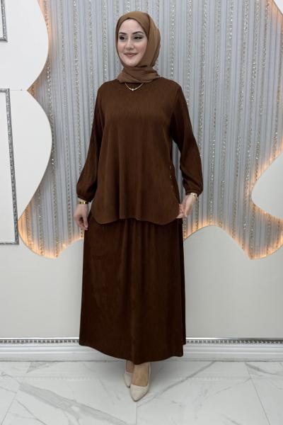 Bilsen Etekli Takım Kahverengi