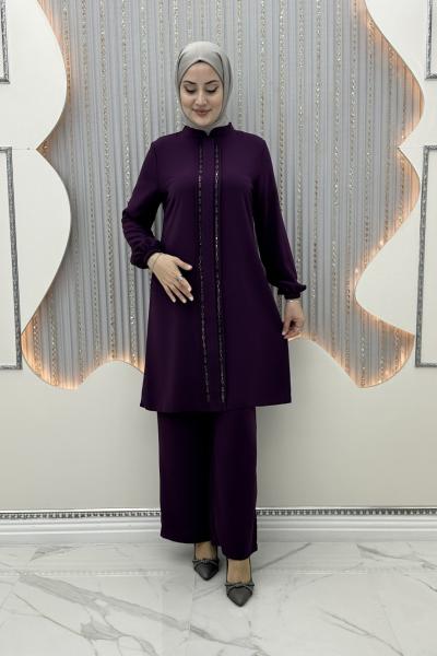 Çift taraf taşlı takım  Mor