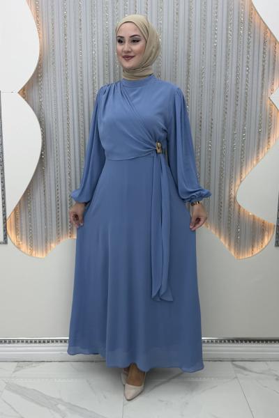 Edalı Elbise Mavi