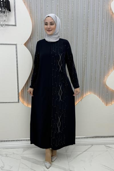 Ella Taşlı Abiye Lacivert