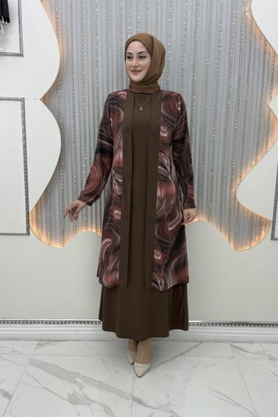 Galaksi Elbiseli Hırka Kahverengi