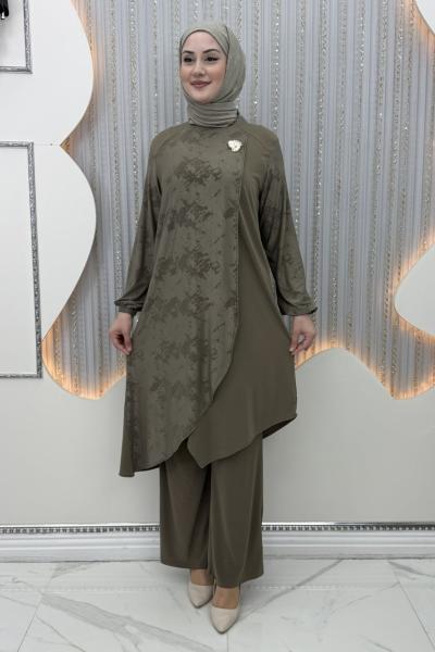 Gülümser Pantolonlu Takım  Haki
