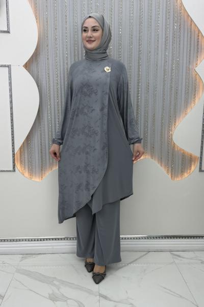 Gülümser Pantolonlu Takım  Gri