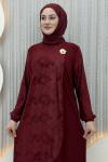 Gülümser Pantolonlu Takım  Bordo