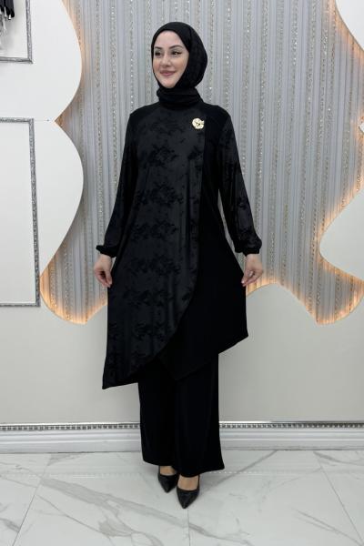 Gülümser Pantolonlu Takım  Siyah