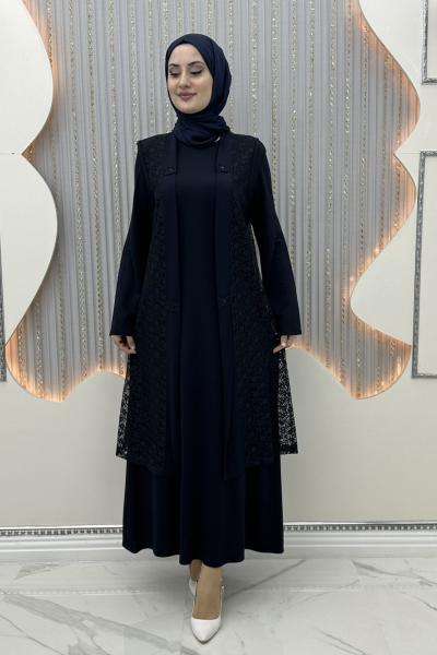 Hanımtül Hırkalı Elbise Lacivert