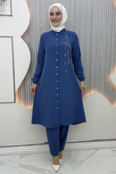 İkra Pantolonlu Takım Mavi