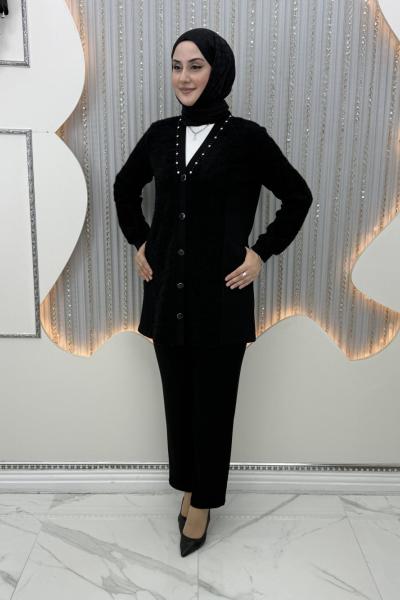İşleme pantolonlu takım Siyah