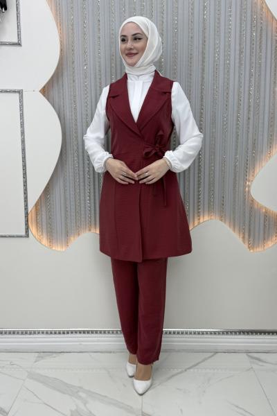 Kader Pantolonlu 3’lü Takım  Bordo
