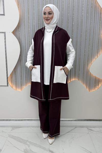 Kamelya 3’lü Takım Bordo