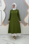 Katarina Çift Katlı Elbise Yağ Yeşili