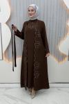 Kıymet Yelekli Elbise  Kahverengi