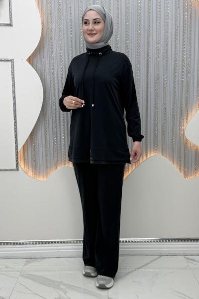 Liya Pantolonlu Takım Siyah