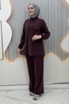 Liya Pantolonlu Takım Bordo