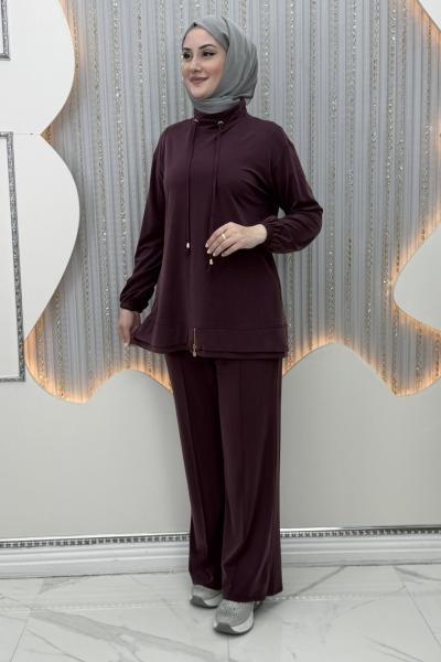 Liya Pantolonlu Takım Bordo