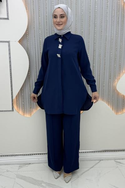 Menekşe Pantolonlu Takım Mavi