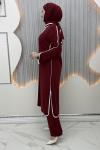 Meryemce Pantolonlu Takım Bordo