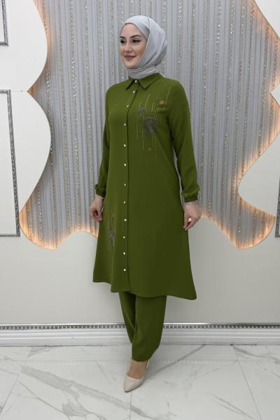 Naif Pantolonlu Takım Yağ Yeşili