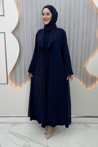 Nefsun Elbiseli Hırka  Lacivert