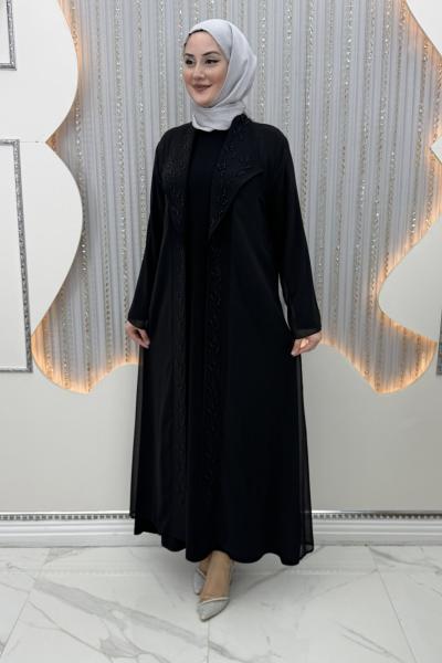 Nefsun Elbiseli Hırka  Siyah