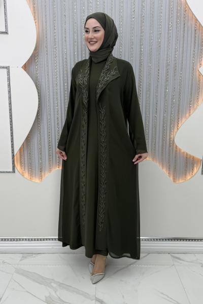 Nefsun Elbiseli Hırka  Haki