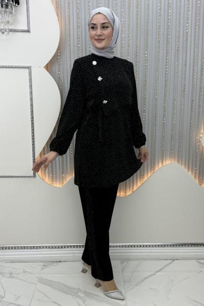 Pullu Pantolonlu Takım Siyah