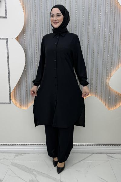 Rozalin Pantolonlu Takım Siyah
