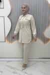 Şaheser Pantolonlu Takım Krem