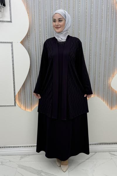 Selen Elbiseli Hırka Mor