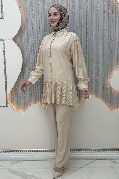 Suna Pantolonlu Takım Krem