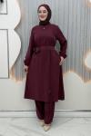 Yeliz Pantolonlu Takım Bordo