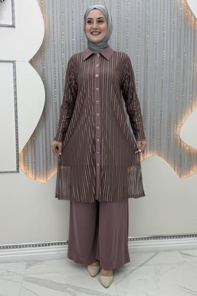 Zerrin pantolonlu takım Gül