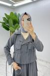 Antrasit Delal Etek Takım Tesettür Giyim