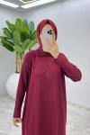 Bordo Arzu Triko Elbise Tesettür Giyim