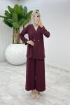 Bordo Güler Pantolonlu Takım Tesettür Giyim