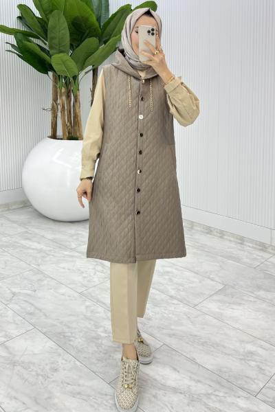 Toprak Kapitone Yelek Tesettür Giyim