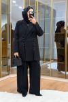 Bağcık Detaylı Ceket Takım Siyah