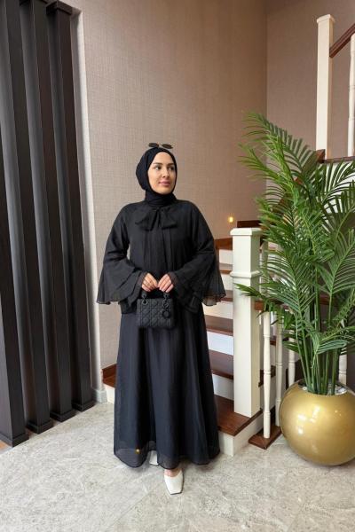 Bağlama Detay Tensel Elbise Siyah