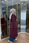 Çıtçıtlı Detaylı Parka Trençkot Bordo