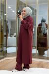 Çıtçıtlı Detaylı Maksi Boy Scuba Takım Bordo