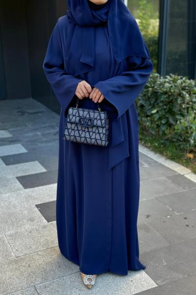Fular Bağlamalı Abaya  Lacivert