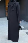 Fular Bağlamalı Abaya  Siyah