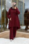 Önü Kısa Arkası Uzun İki İplik Takım Bordo